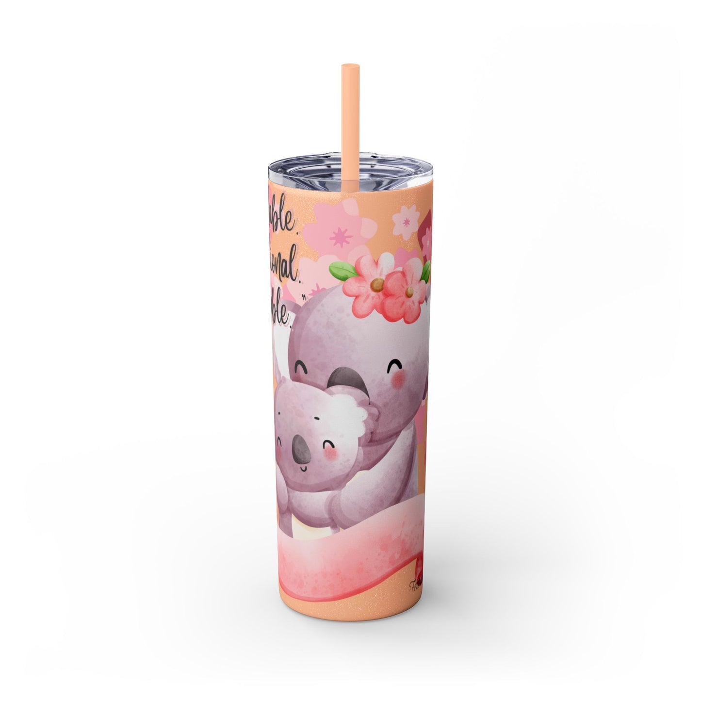 Cute Koala Skinny Tumbler with Straw - 20oz | Unshakable, Unconditional, Unstoppable