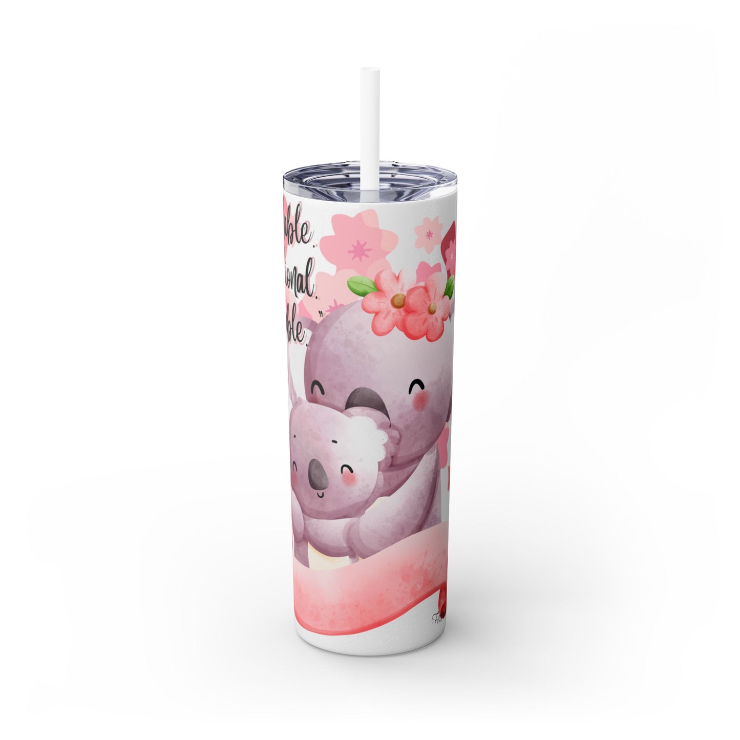 Cute Koala Skinny Tumbler with Straw - 20oz | Unshakable, Unconditional, Unstoppable