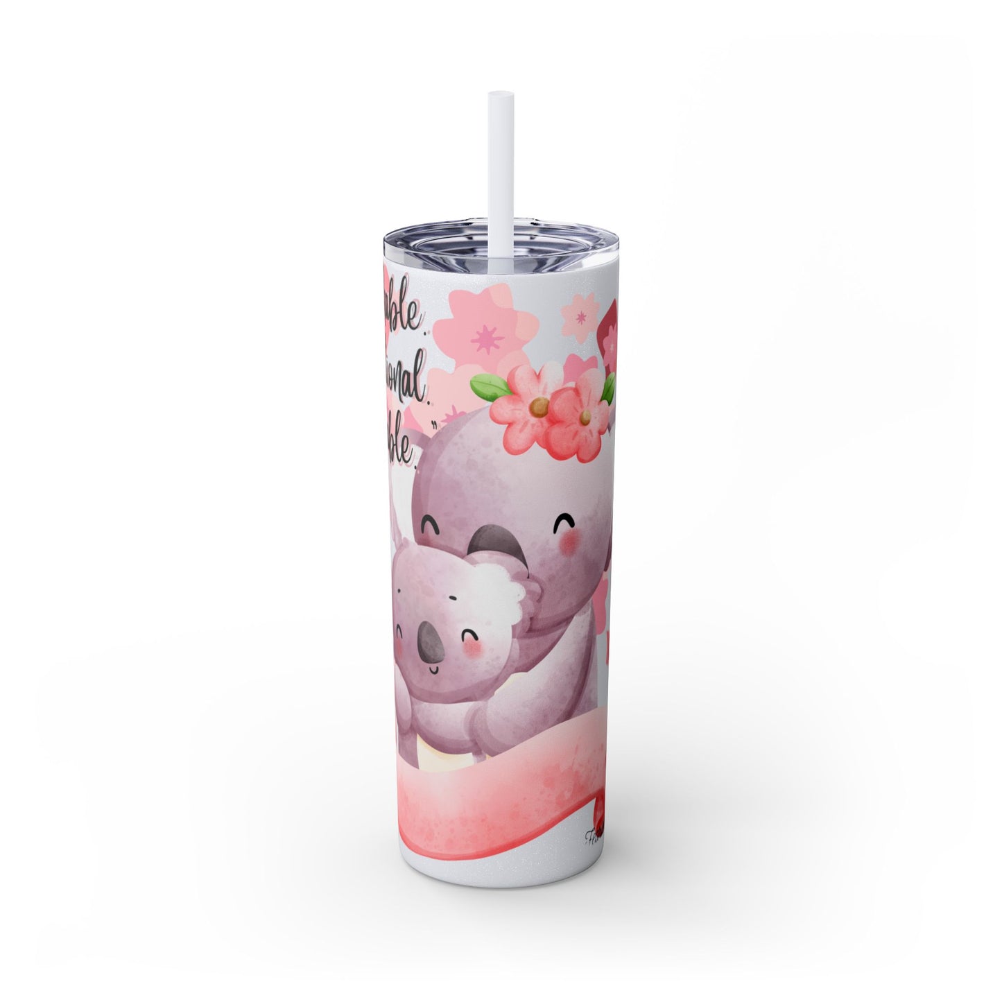 Cute Koala Skinny Tumbler with Straw - 20oz | Unshakable, Unconditional, Unstoppable