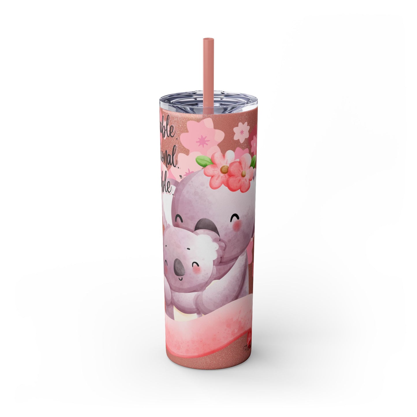 Cute Koala Skinny Tumbler with Straw - 20oz | Unshakable, Unconditional, Unstoppable