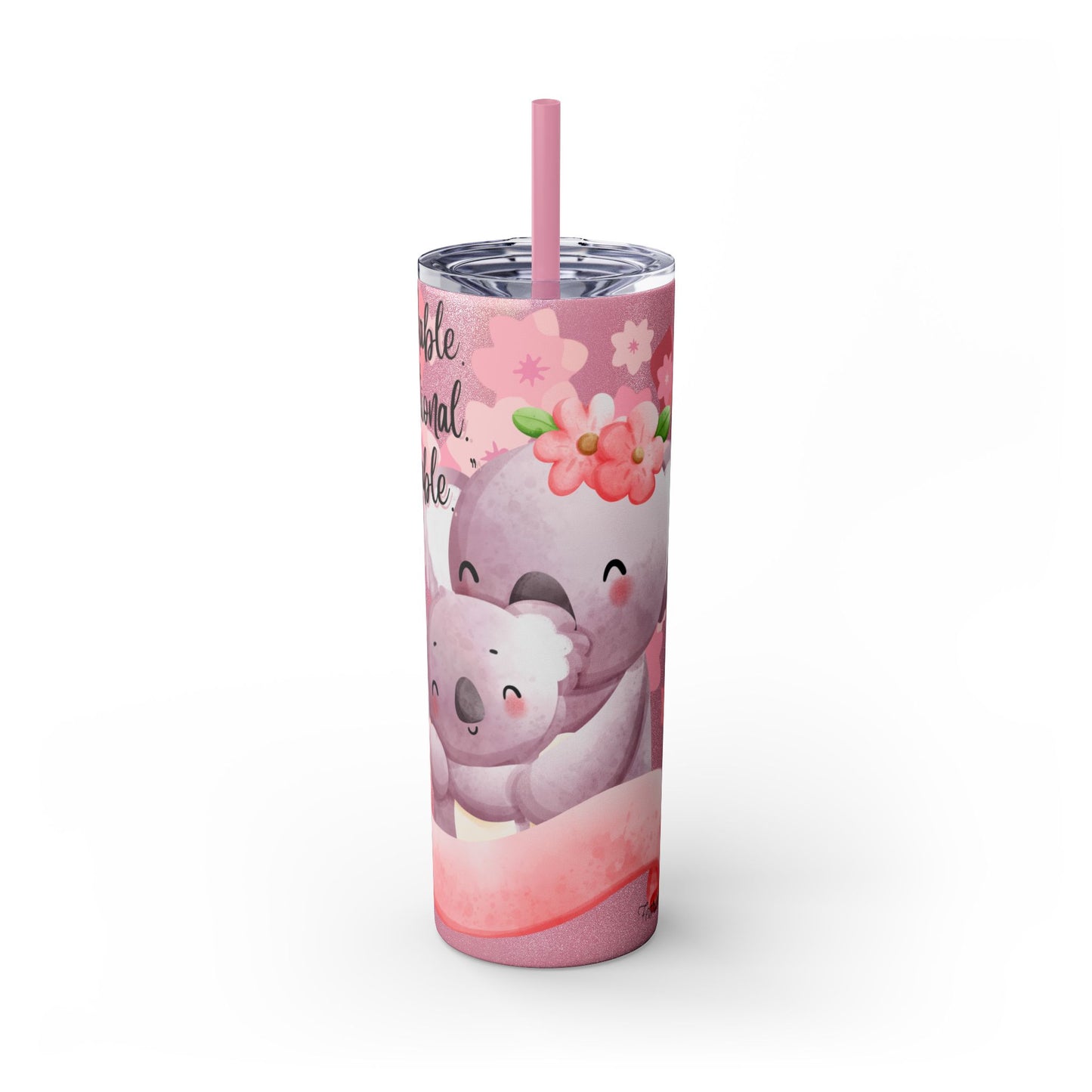 Cute Koala Skinny Tumbler with Straw - 20oz | Unshakable, Unconditional, Unstoppable