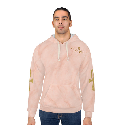Fearless Faith™ “Conçu Avec But” Marble Hoodie — Blush Pink Inspirational Luxury Hoodie