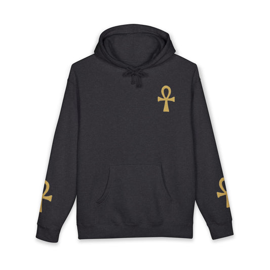 Fearless Faith Signature Hoodie – Black & Gold Ankh Hoodie | Spiritual Luxury Streetwear | Heavyweight Unisex Hoodie | “Conçu Avec But” Crest | Faith Fashion