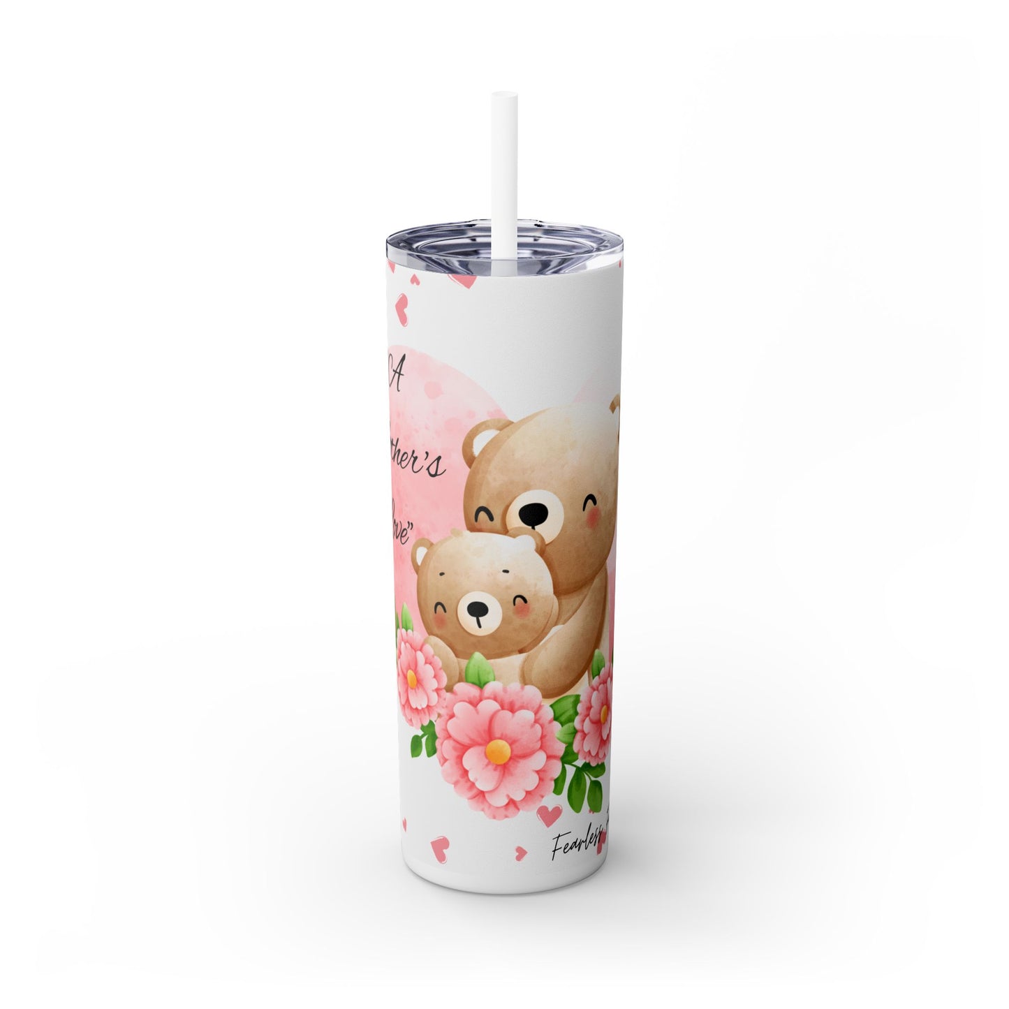 Bear Mom Skinny Mother's Day Tumbler with Straw - 20oz, Cute Gift for Mother's Day
